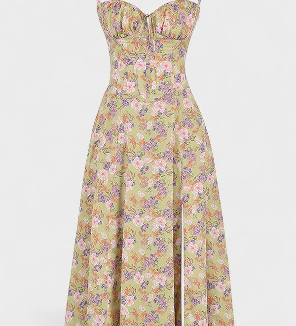 Karolīna - Ziedu Kleita ar Pielāgojamu Korseti