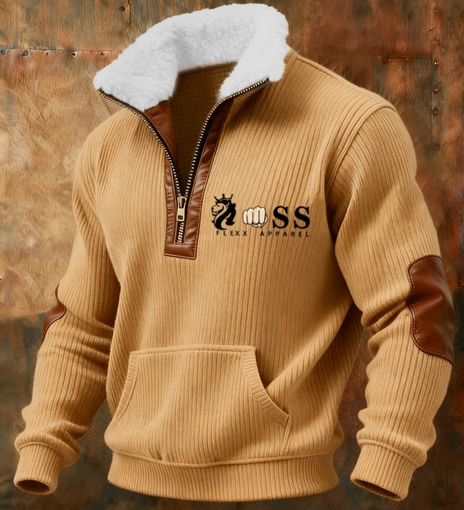 Emīlija Riga™ - Džemperis ar rāvējslēdzēju un ādas detaļām