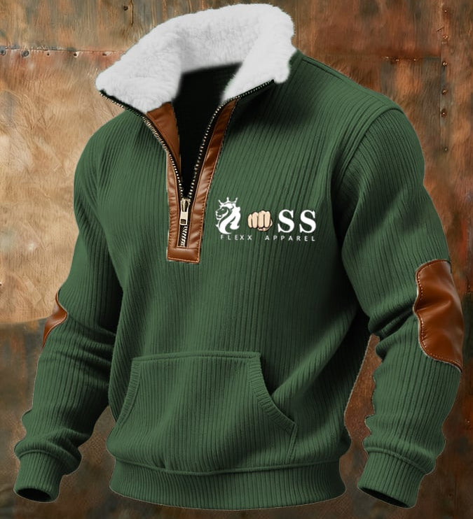 Emīlija Riga™ - Džemperis ar rāvējslēdzēju un ādas detaļām