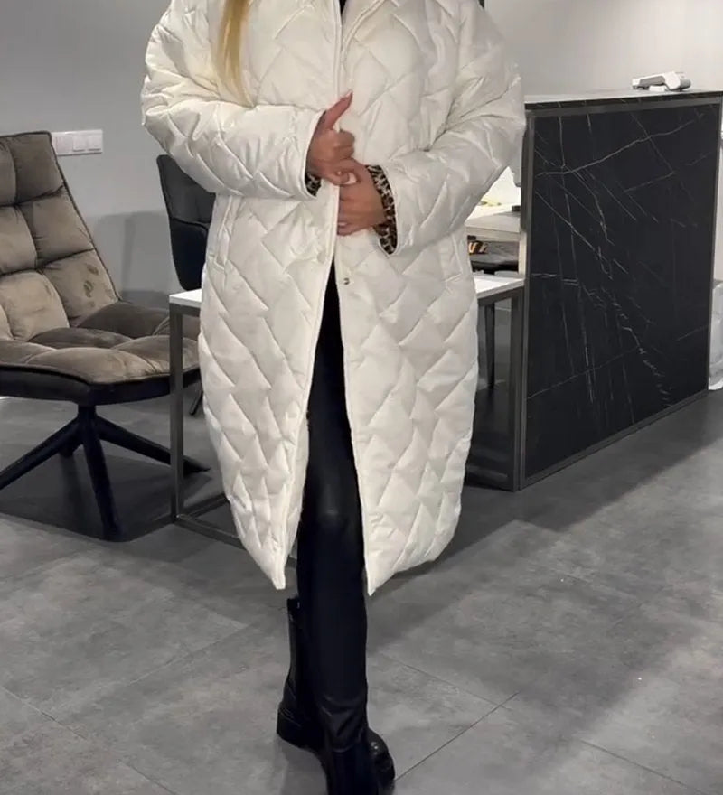 Margarida Lisboa™ - Vidēja Garuma Apgriežams Siltināts Mētelis ar Leoparda Oderi